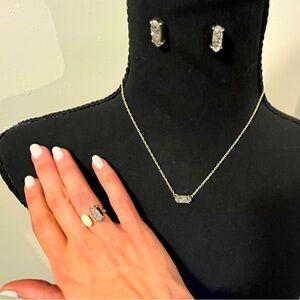 Kendra Scott Black Druzy Set, Gold toned